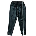 21 Saints Black Faux Leather Elastic Drawstring High Waist Joggers Size Small Photo 8
