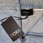 Storia Distressed Denim Mini Skirt Size Medium New Photo 2