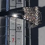 Sterling Silver Ring Size 8 Square CZ Diamond Ring Band Photo 7