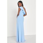 Lulus NWT  Last Forever Powder Blue One-Shoulder Ruffle Maxi Dress Banquet Sz XL Photo 3