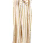 Ci Sono Linen Blend Stripes Mustard/White Sleeveless Jumpsuit Photo 0