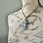Floral Pottery Pendant Necklace Blue Photo 3
