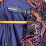 Karen Millen Purple Floral Intracate Laced Dress Lined Size 8 Photo 3