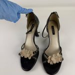 Vintage Fioni Black and Cream Floral Heels Size 8 Photo 2