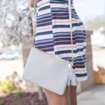 GiGi New York Chelsea Crossbody Gray Leather Slim Clutch Removable Chain Strap Photo 0