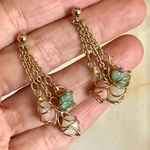 Gold tone chain Quartz post drop earrings Photo 0