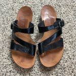 Paul Green  Wedge Sandal Size 5.5 Black Patent Leather Slip On Slide Photo 1