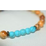 Source Unknown Wellness/Health Jasper Black Agate Faux Turquoise Beads 5" Stretch Bracelet Photo 3
