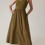 Athleta  Elation V Neck Hybrid Dress Olive Green Size Small Photo 0