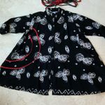 Lotus Flared Black and White Butterfly Print Tunic 1X Photo 0