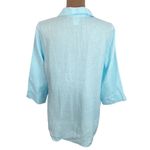 Chico's Chico’s No-Iron Linen 3/4 sleeve sheer Shirt in bright baby blue size US 10 Photo 2