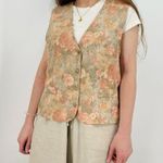 vintage dreamy cottagecore button down vest floral striped peach pink Orange Size M Photo 6