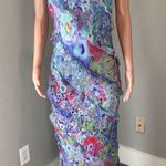ZARA  Sz Large Ruffles rushed Romantic Boho Sexy Maxi Dress watercolor #72 Photo 13