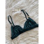 Aerie Velvet Stripe Triangle Bralette Green Size Small Photo 2