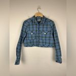 Urban Outfitters As If Plaid Blue Green Cropped Jacket Women’s Sz L Photo 2