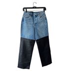 BLANK NYC Blankly NYC Baxter Ribcage Straight Leg Jeans Faux Leather Paneling NWOT Sz 25 Photo 4