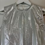 Halara  Women’s Shiny Metallic Sleeveless Mockneck Crop Top Silver Size Large NWT Photo 1