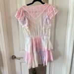 Love Shack Fancy  Gwen Cotton Multi Tie Dye Ruffle Mini Dress Pastel Photo 4