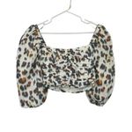 Nocturne Floral Ruched Puff Sleeve Crop Top White Multicolor XS 34 Photo 4