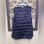 Anthropologie by Eva navy tiered fringe open vest Photo 3