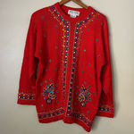 Vintage Western Collection red embellished sweater Size M Photo 0