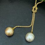 Sterling Silver MAJORICA 18K Gold-plated  Love Knot 14mm Pearl Lariat Necklace Photo 8