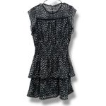 AQUA Ruffle Tiered Chiffon Mini Dress Women’s Size Large Black White Print Photo 1