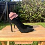 Alice + Olivia  Black Velvet Pink Bow Stiletto Pumps Size 37 / US 6.5 Photo 3