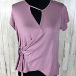 H.I.P. Wrap Top Short Sleeve Shirt Blouse Tee Purple Photo 0