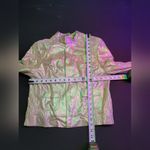 Bebe  Women's Metalic Beige 100% Leather Long Sleeve High Neck Front Zip Jacket L Photo 12