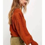 Free People  | Cozy Burnt Butter Bubble Sleeve V-Neck Sweater Photo 9