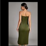 Elegant Olive Green Satin Dress Photo 5