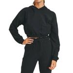 Mono B Ribbed Hooded Sweatshirt Cropped NWT Photo 2