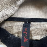 Blanque Size 1‎ Medium Brown Linen Long Sleeve Oversized Top Button Lagenlook Photo 4