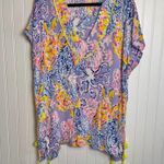 Lilly Pulitzer Purple Floral Beach Coverup Tunic Top G31 Photo 0