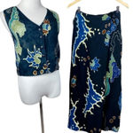Serendipity 2-Piece Set S Maxi Faux Wrap Skirt Tank Top Boho Navy Island Chic Photo 0