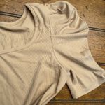Missufe Miss You Forever Beige Small ribbed Cute Puff‎ Shoulder sleeves bodysuit Tan Photo 1