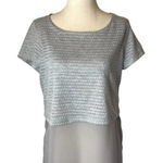 Paper Crane Paper‎ Crane By Anthropologie Gray Metallic Knit Chiffon Hem Short Sleeve Top S Photo 0