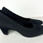 Eileen Fisher  Kiss Stretch Knit Pump Size 10 Black Almond Toe Suede Cone Heel Photo 1