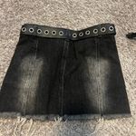 Current Mood  Black Denim Mini Skirt with Grommet Belt Photo 4