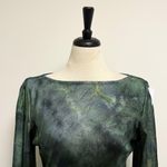 Podur Green Emerald Sea Satin Long Bell Sleeve Maxi Dress UK 16 US 12 NWOT Photo 2