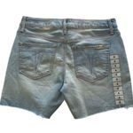 Seven7  Weekend Icy Blue Raw Hem Strechy Embroidered Sides Denim Shorts Size 4 Photo 6