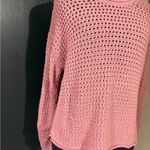 Madewell  Pink Crew Neck Crochet Look Sweater with Rollneck Photo 1
