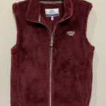 Seaside Oregon Teddy Vest Sz M New Burgundy Zip Front Plush Cozy Warm Red Size M Photo 0