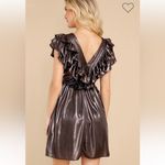 Entro Red Dress  Glean On Silver Ash Ruffle Yoke Mini Dress Metallic Silver M J Photo 1