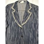 Trudi Animal Trim Jacket Chicos Size 3 (16/18) Denim Button Up Photo 1