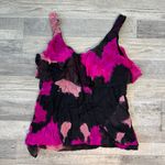 Diane Von Furstenberg  pink black silk sleeveless ruffle top size 8 N10 Photo 4