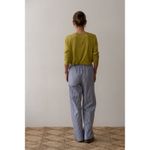 NWT Donni Cotton Pop Simple Pant Navy Stripe XS Poplin Straight Leg Made In USA Blue Photo 1