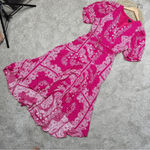 Ann Taylor  Bandana Paisley Wrap Maxi Dress V-Neck Shortsleeve Hi-Low Pink Boho 8 Photo 3