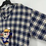 Vintage Warner Bros Tazmanian Devil Taz Flannel Nightgown Blue Plaid Siz… Size L Photo 2